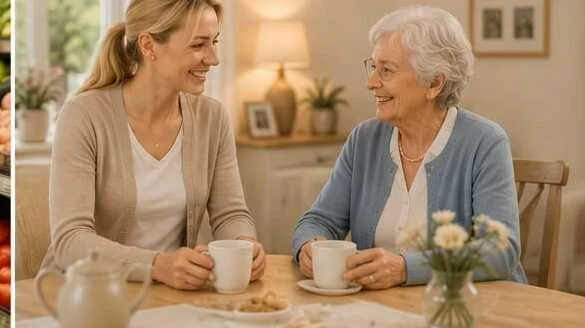 Gemeinsamer Kaffee und Gespräch am Tisch